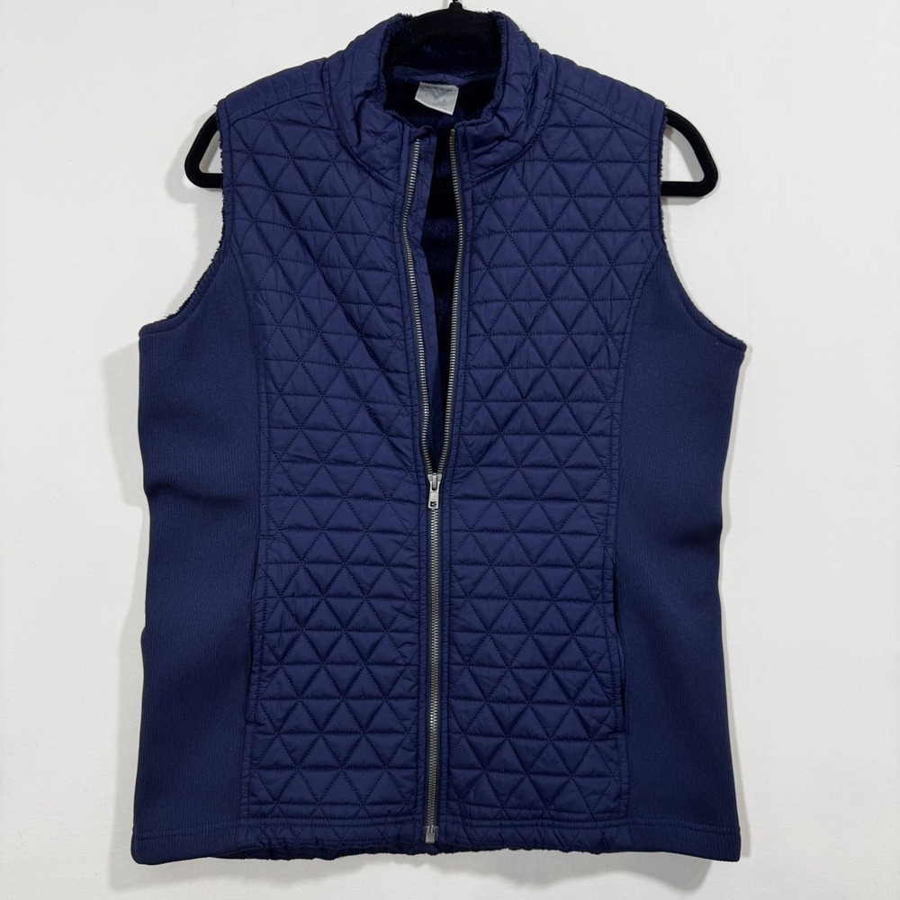 Levelwear Quilted Full Zip Vest Navy Blue Gilet‎ Women L Warm Layering Outdoor